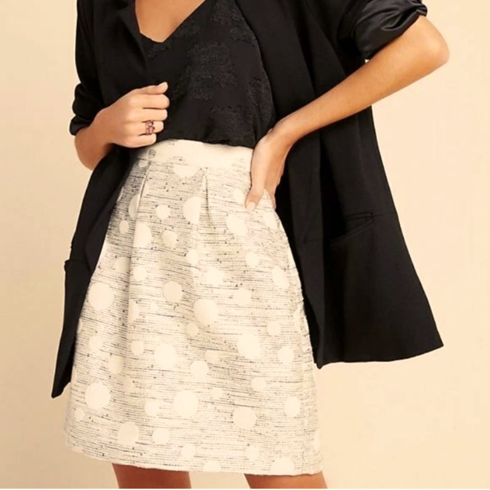 NWT Anthropologie Maeve Dotted Jacquard Pleated Skirt Mini With Pockets Size 10
